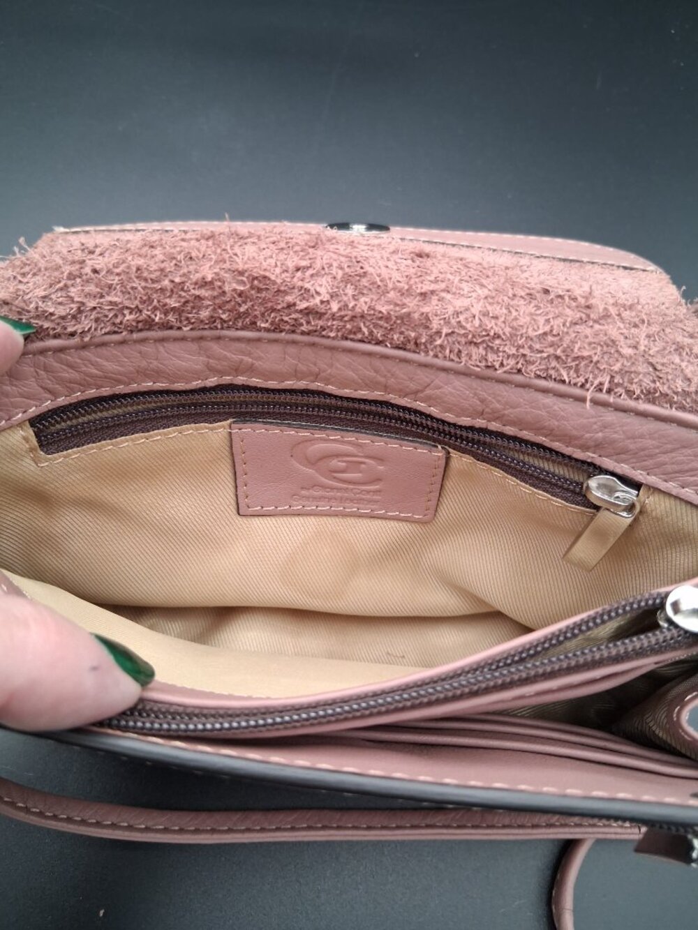 Gianni Conti Dusty Pink Leather Mini Crossbody Bag Detachable Leather Strap - Picture 4 of 8